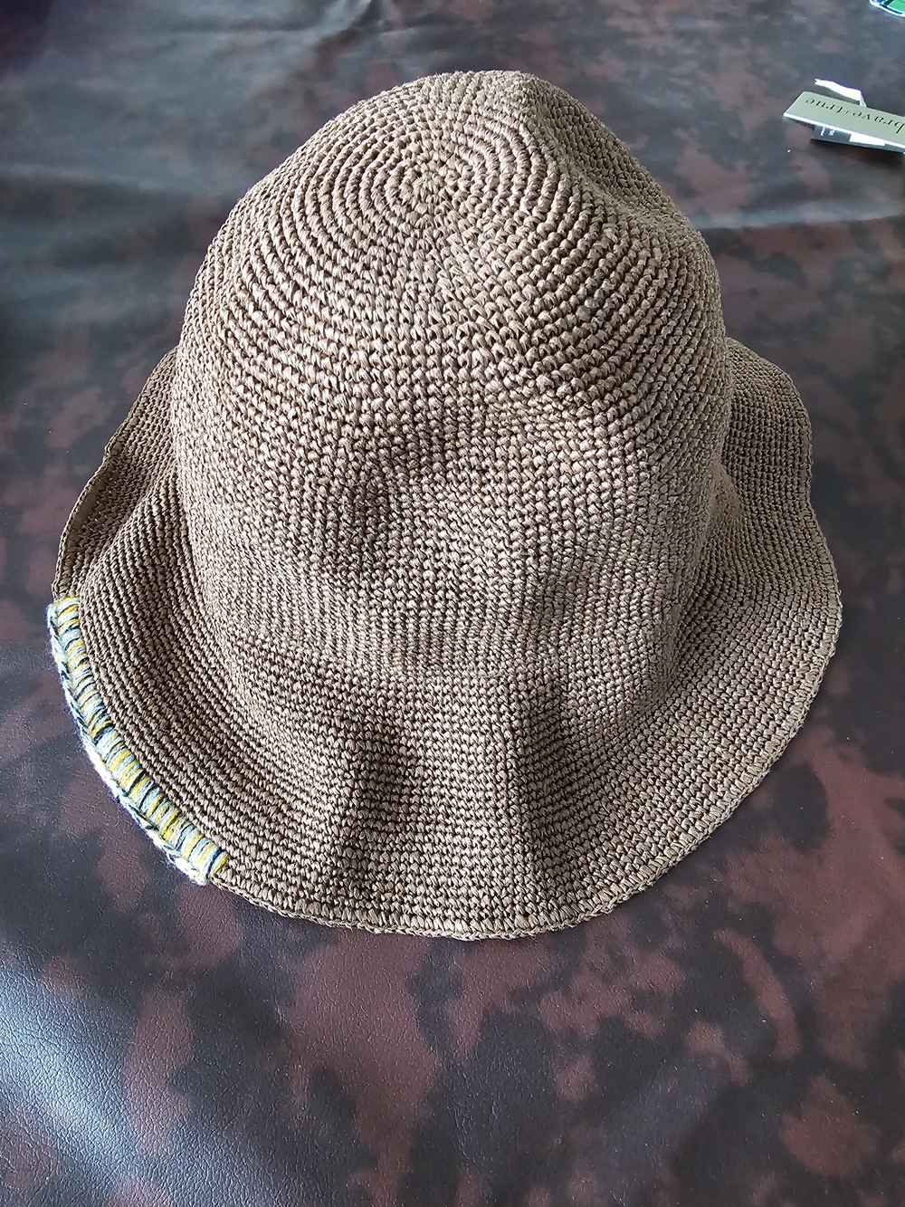 Brown Crochet Bucket Hat with Subtle Trim